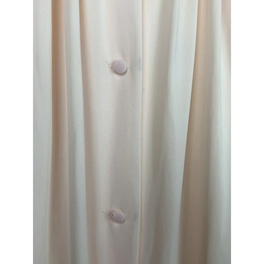 VTG Shadowline Nightgown Small Pastel Pink Peach Lace Robe Long Peignoir 70s 80s